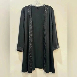 Black Sequin Open Front Cardigan - Park & Main - Size 2X